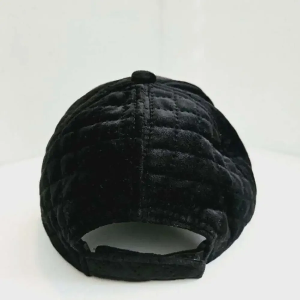 MIXIT Velvet Crosshatch Black Adjustable Women's Baseball Hat Cap
